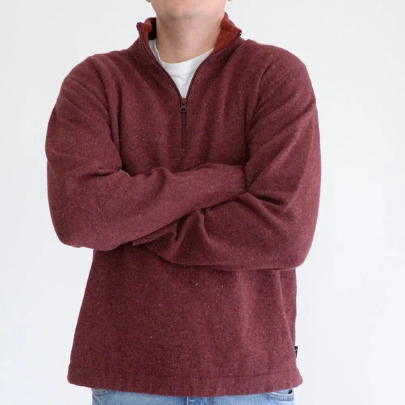 Woolrich Vintage 70% Wool Maroon Half Zip Pullover Sweater Medium - Picture 3 of 10